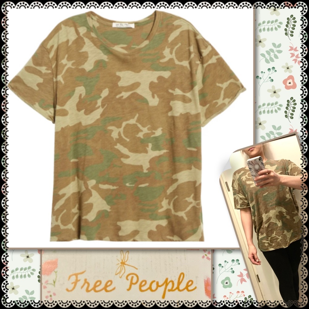 Free People Clarity Slub Dolman Camo T-Shirt